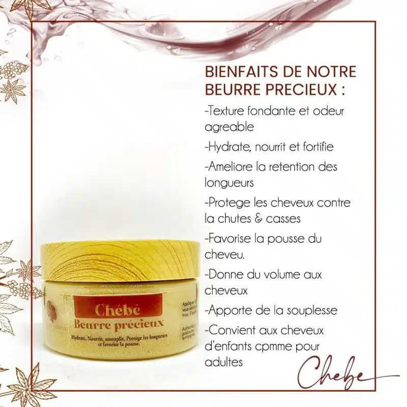 Texture fondante du Beurre Précieux Chébé – soin capillaire pour cheveux afro et secs